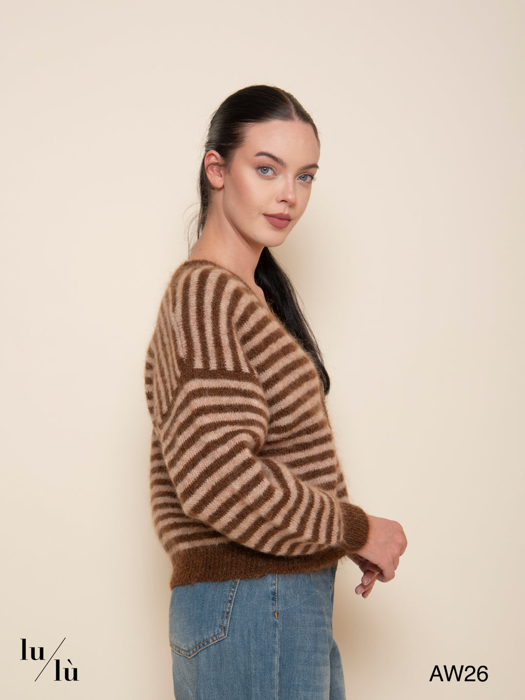 Alvaro - Cardigan a righe in mohair e lana
