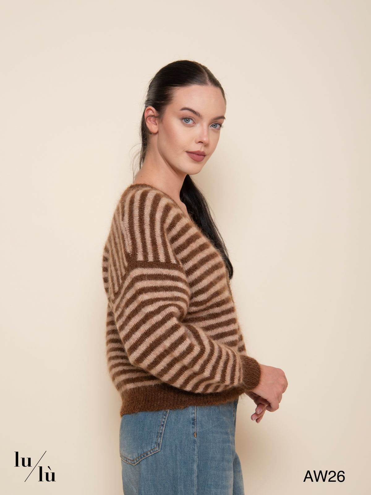 Alvaro - Cardigan a righe in mohair e lana