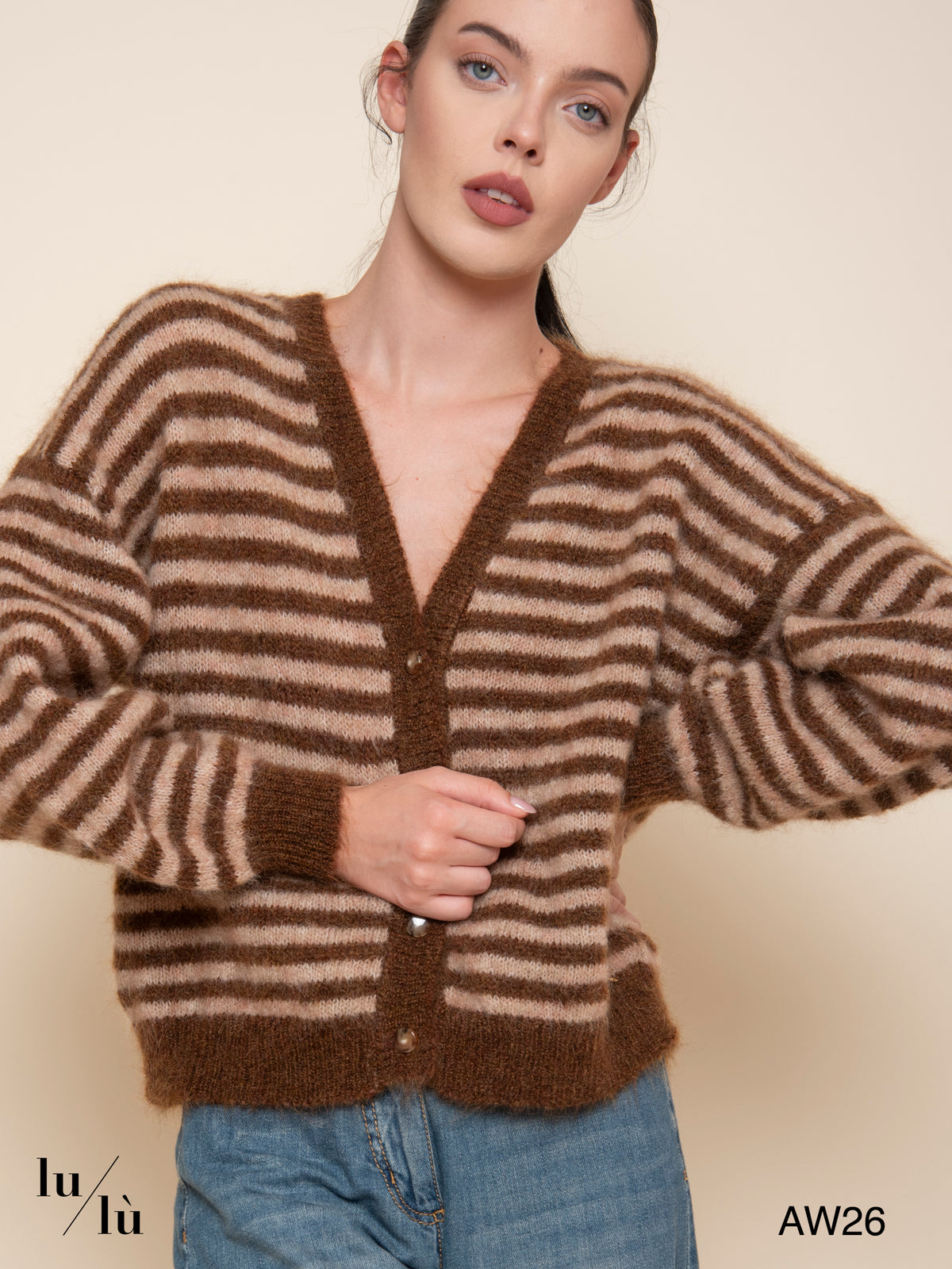 Alvaro - Cardigan a righe in mohair e lana