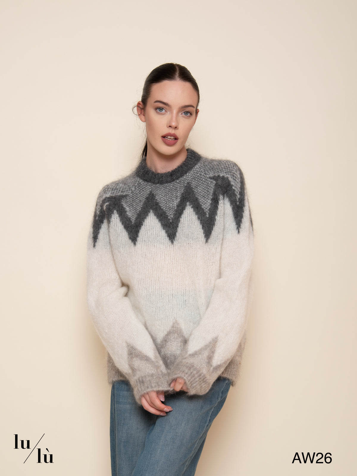 Althea - Maglia in kid mohair con lavorazione jacquard