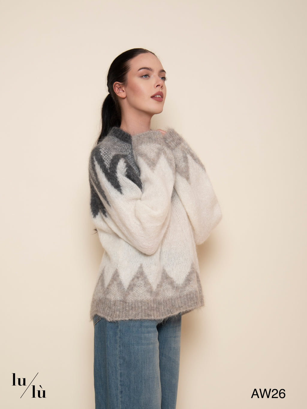Althea - Maglia in kid mohair con lavorazione jacquard