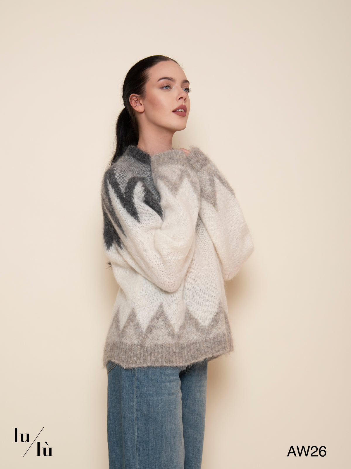 Althea - Maglia in kid mohair con lavorazione jacquard