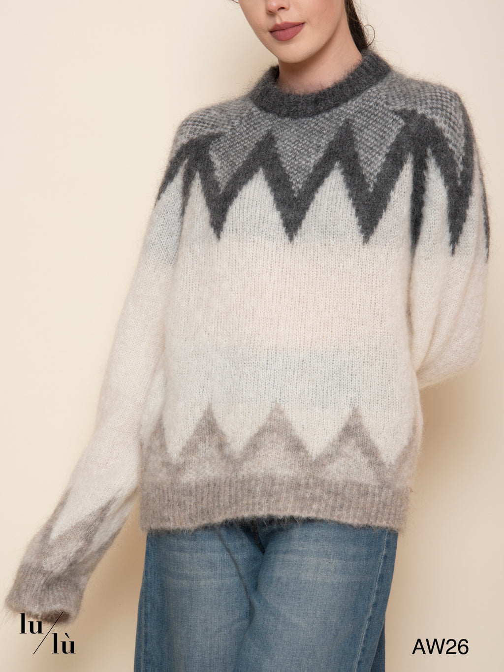 Althea - Maglia in kid mohair con lavorazione jacquard