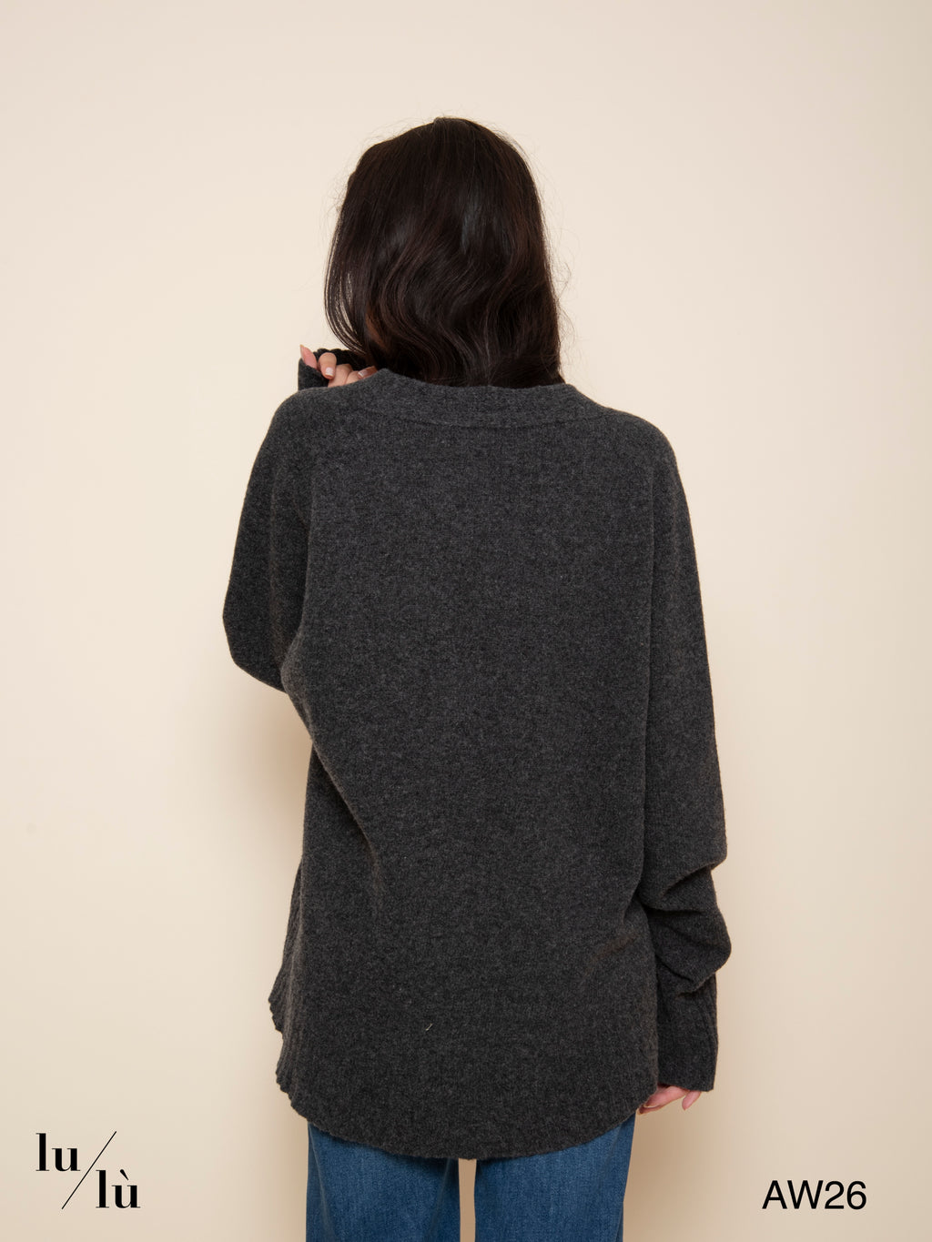 Soledad Grey - Cardigan oversize in 100% lana