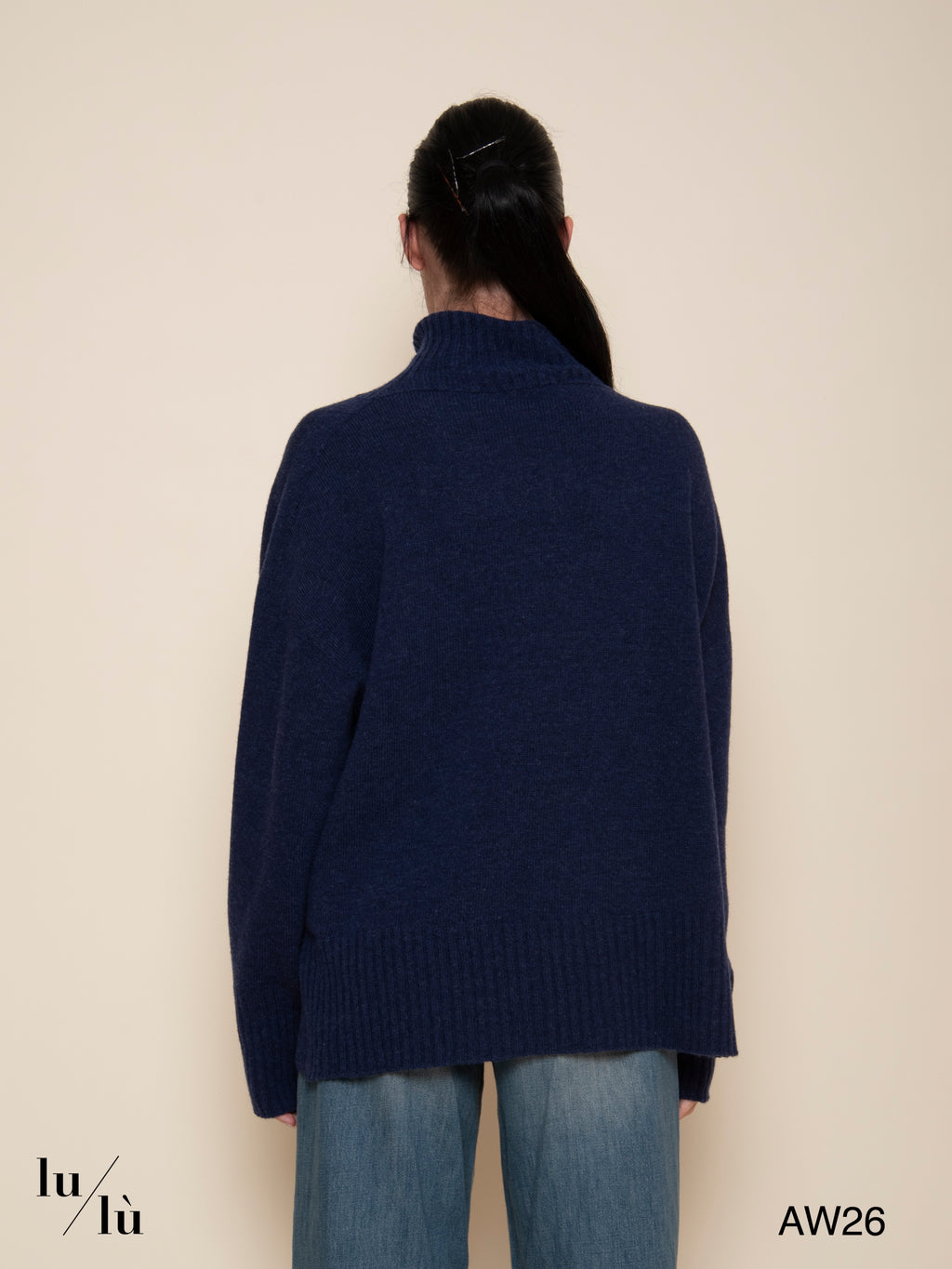 Sela Navy - Dolcevita oversize in 100% lana