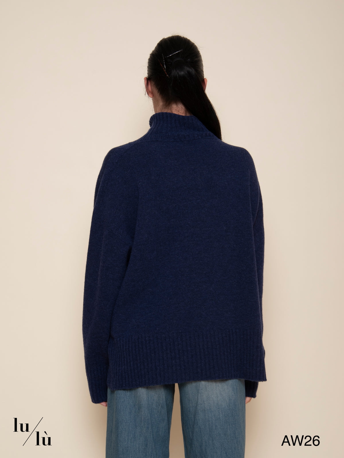 Sela Navy - Dolcevita oversize in 100% lana