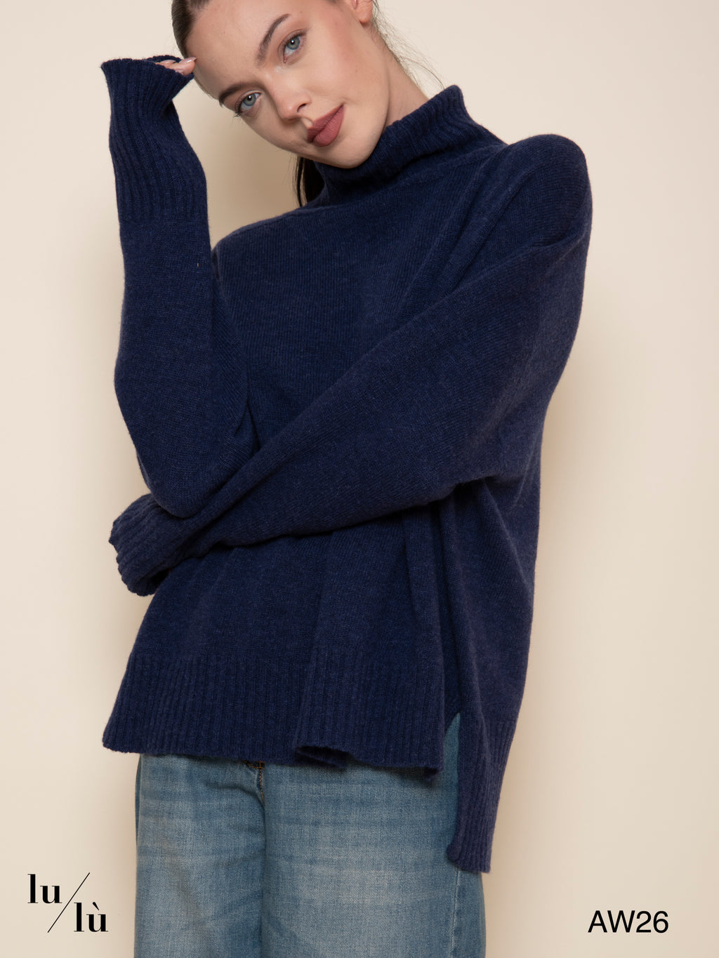 Sela Navy - Dolcevita oversize in 100% lana