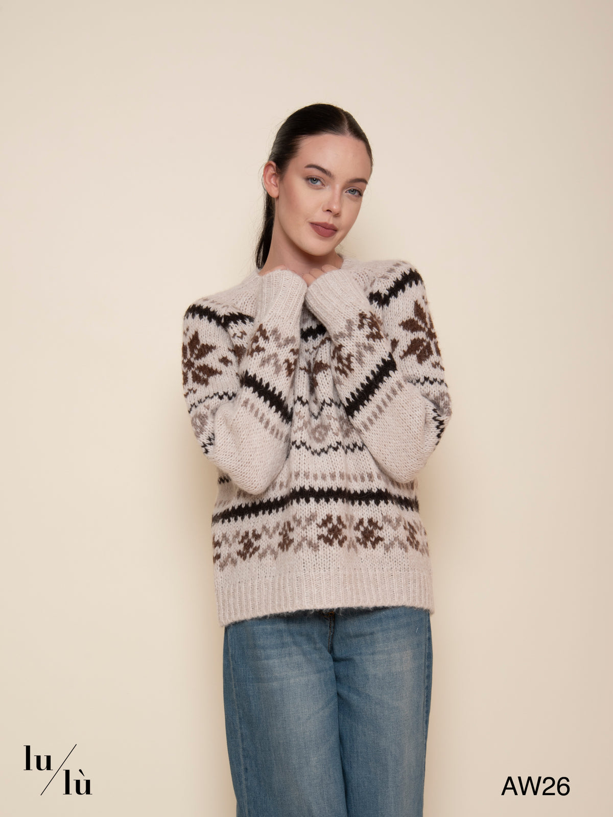 Paige - Maglia jacquard in misto alpaca e lana