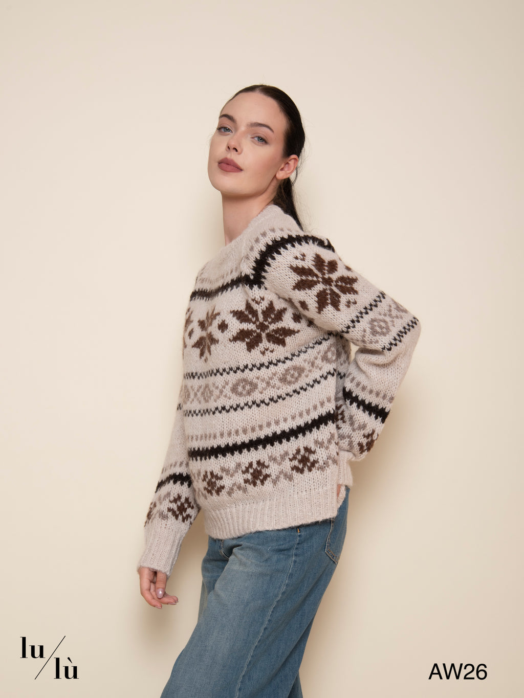 Paige - Maglia jacquard in misto alpaca e lana