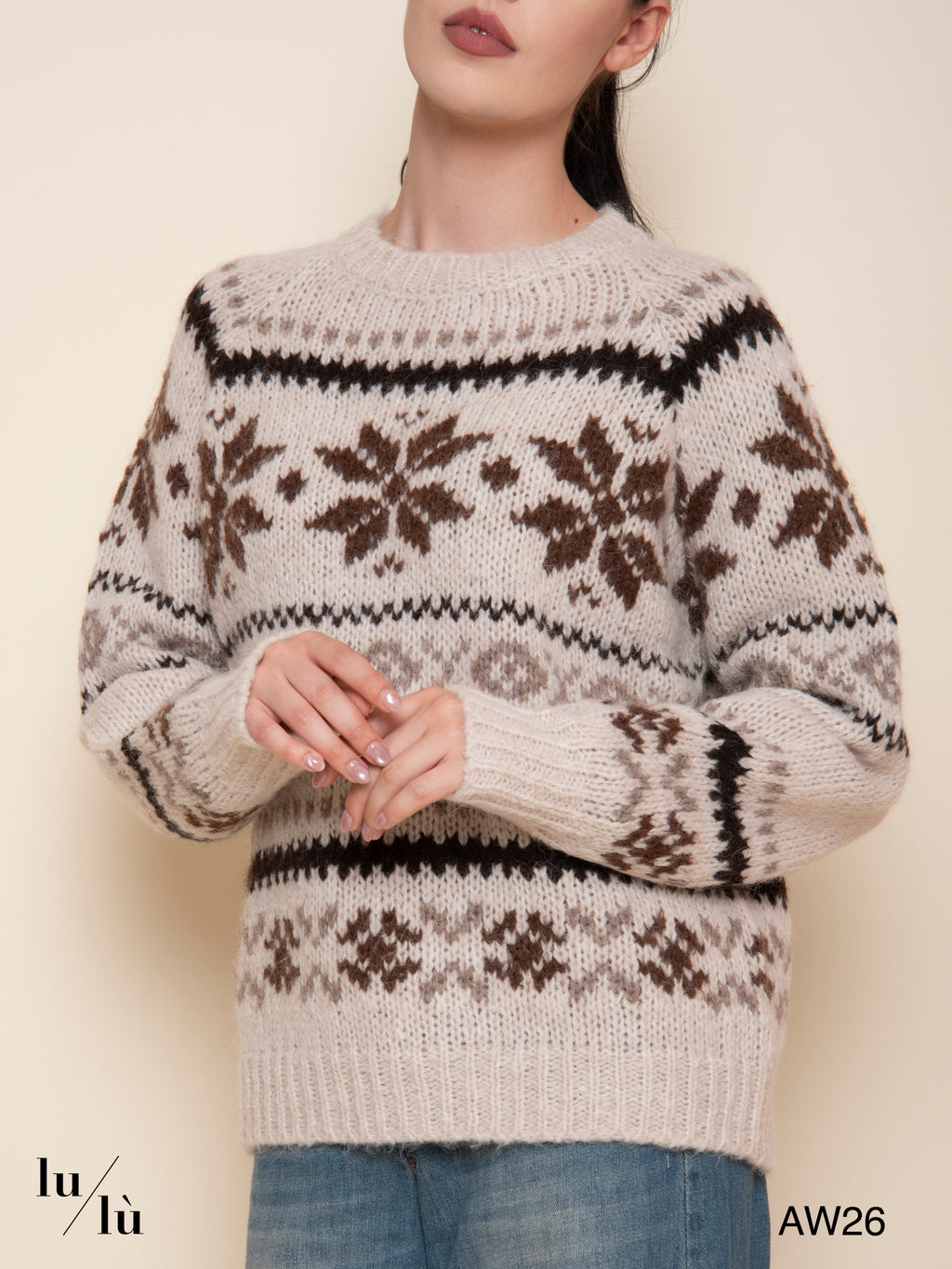 Paige - Maglia jacquard in misto alpaca e lana