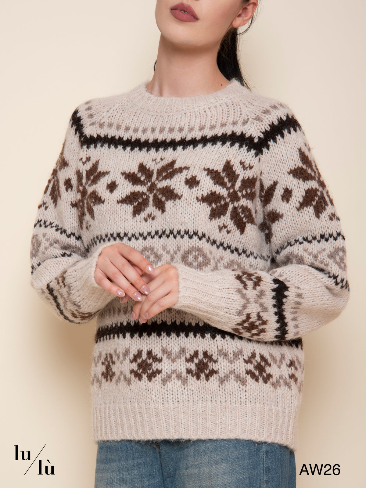 Paige - Maglia jacquard in misto alpaca e lana
