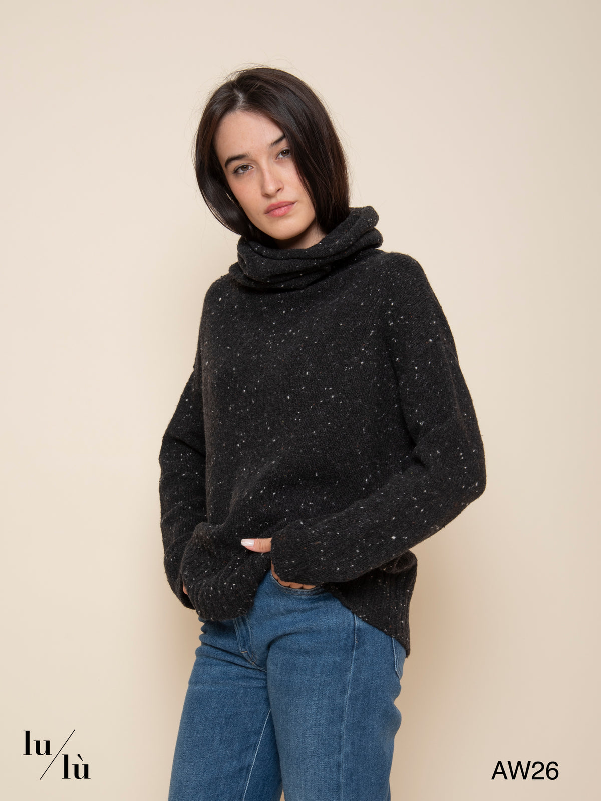 Lexie - Maglia collo alto in lana mélange