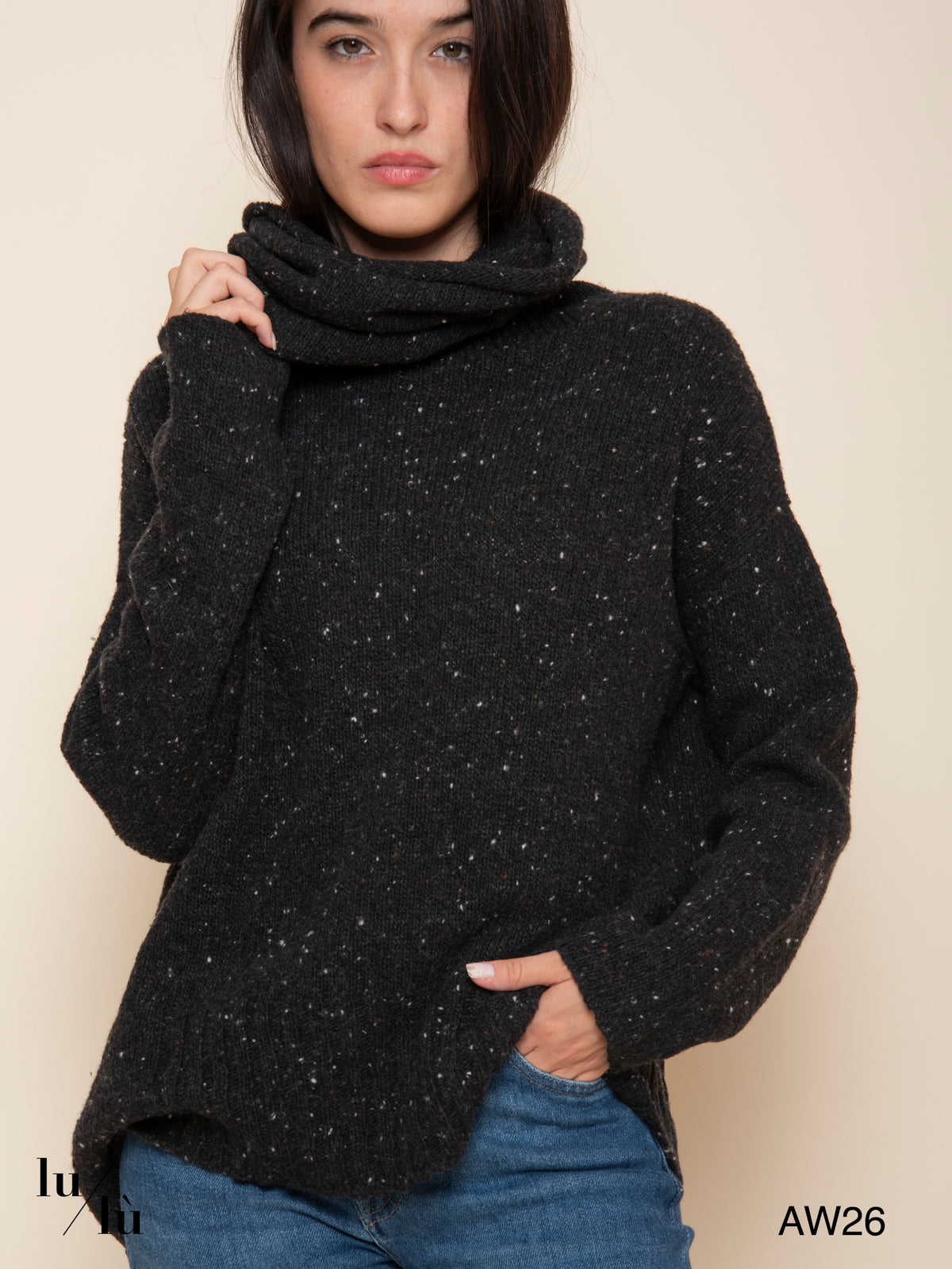 Lexie - Maglia collo alto in lana mélange