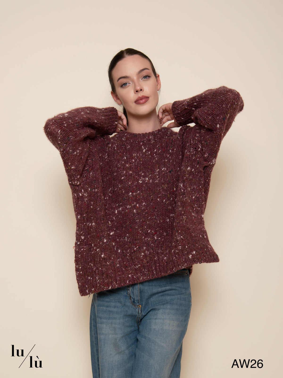 Chloe - Maglia oversize mouliné in lana merino