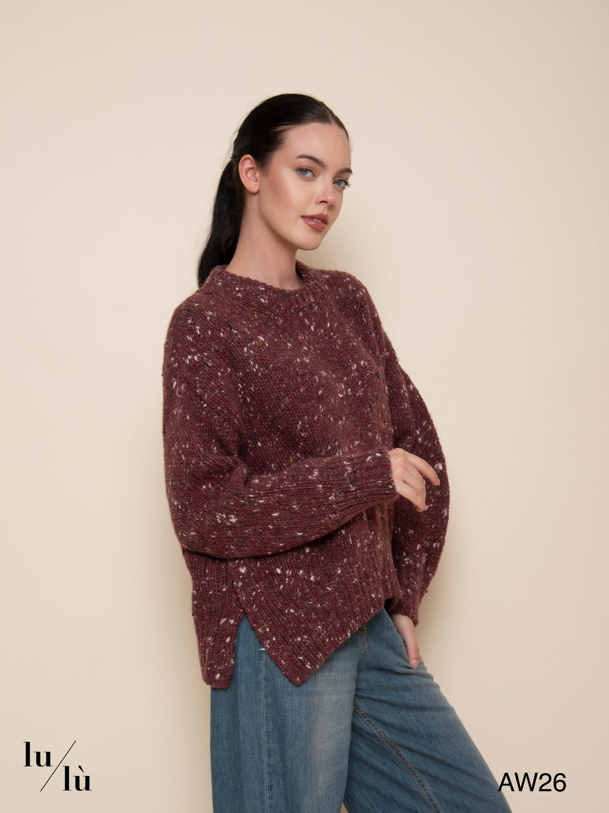 Chloe - Maglia oversize mouliné in lana merino