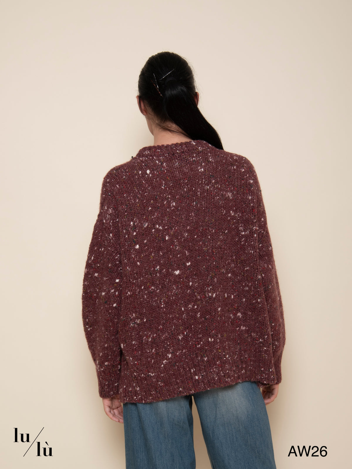 Chloe - Maglia oversize mouliné in lana merino