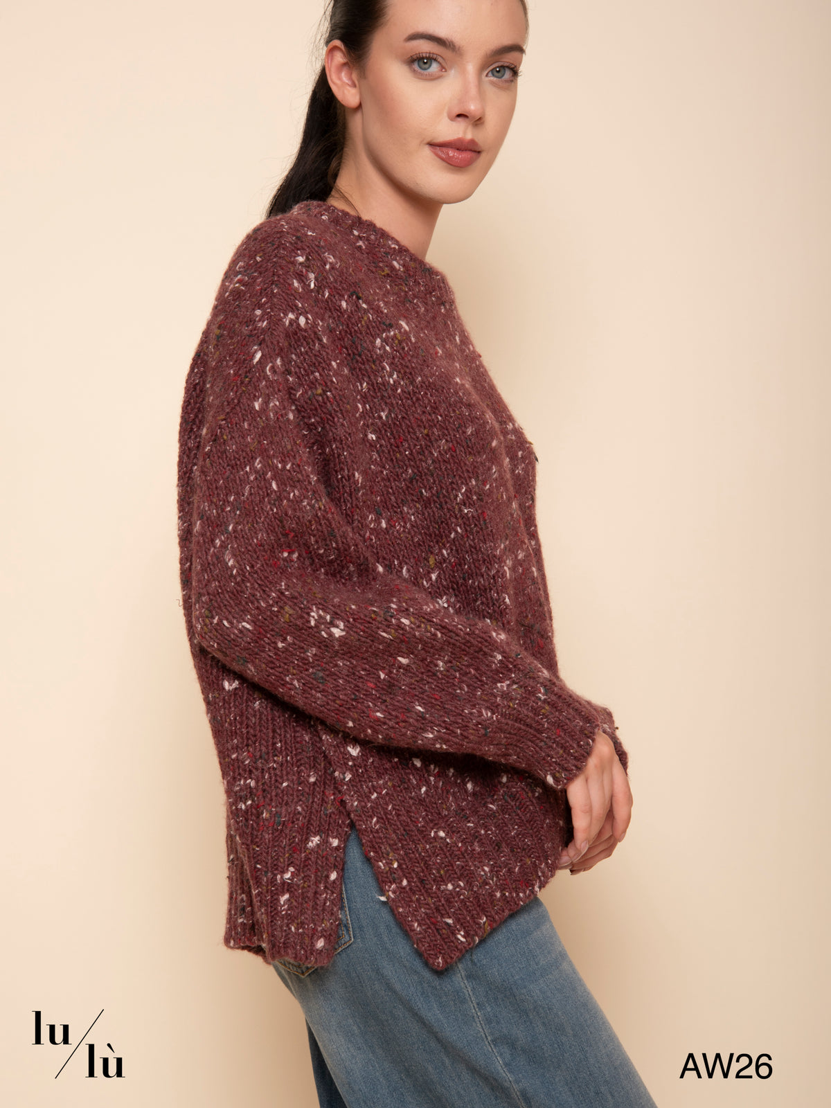 Chloe - Maglia oversize mouliné in lana merino