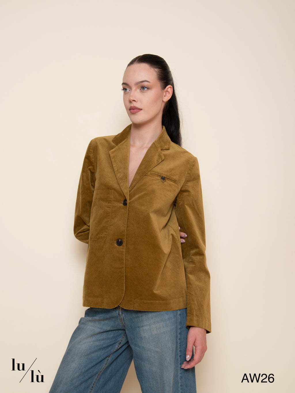 Naomi Olive - Blazer in velluto di cotone