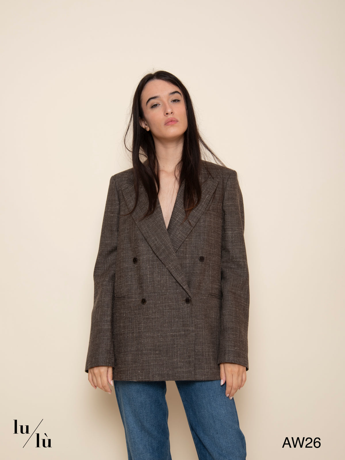 Sierra - Blazer doppiopetto in lana e lino