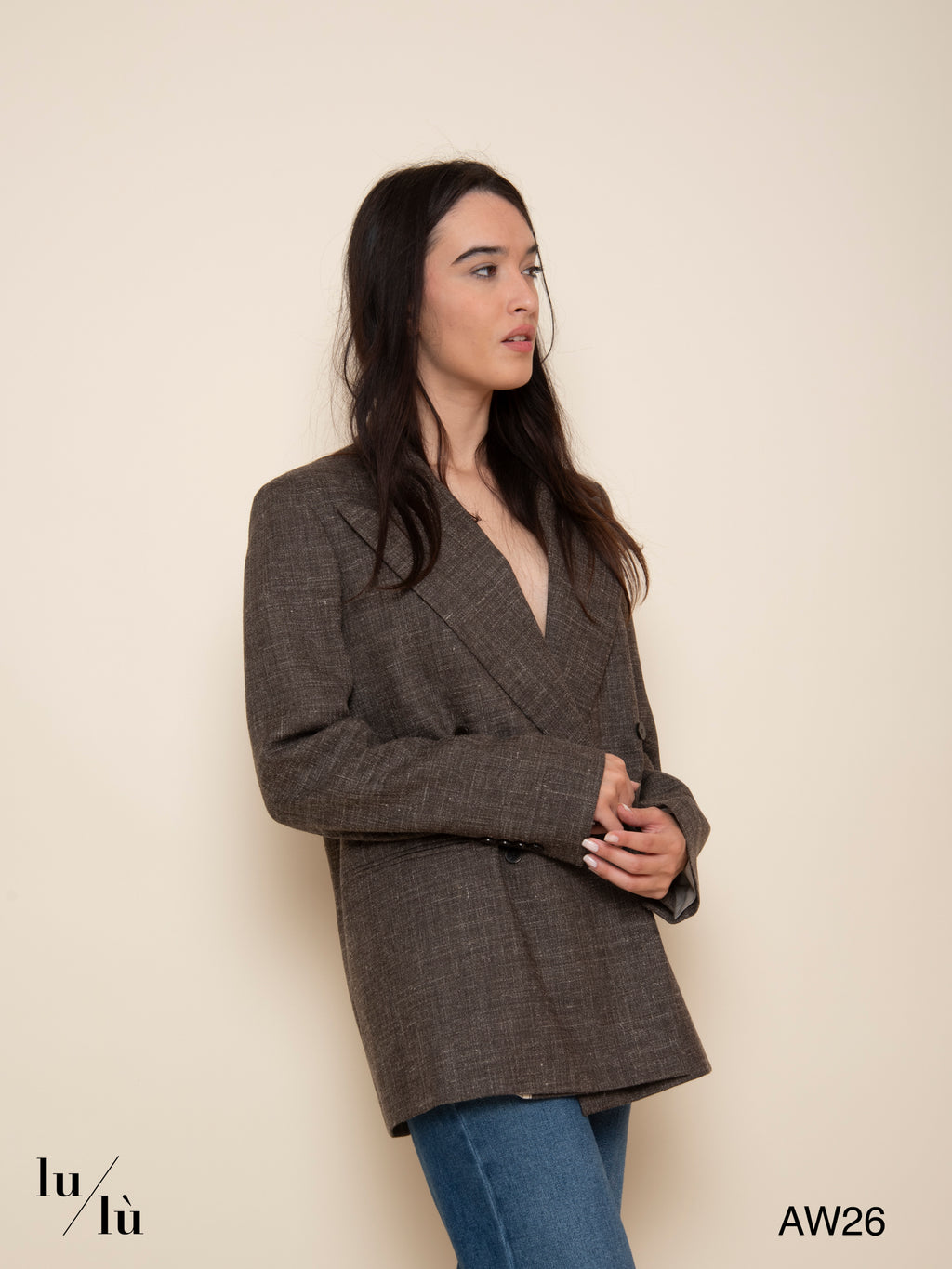 Sierra - Blazer doppiopetto in lana e lino