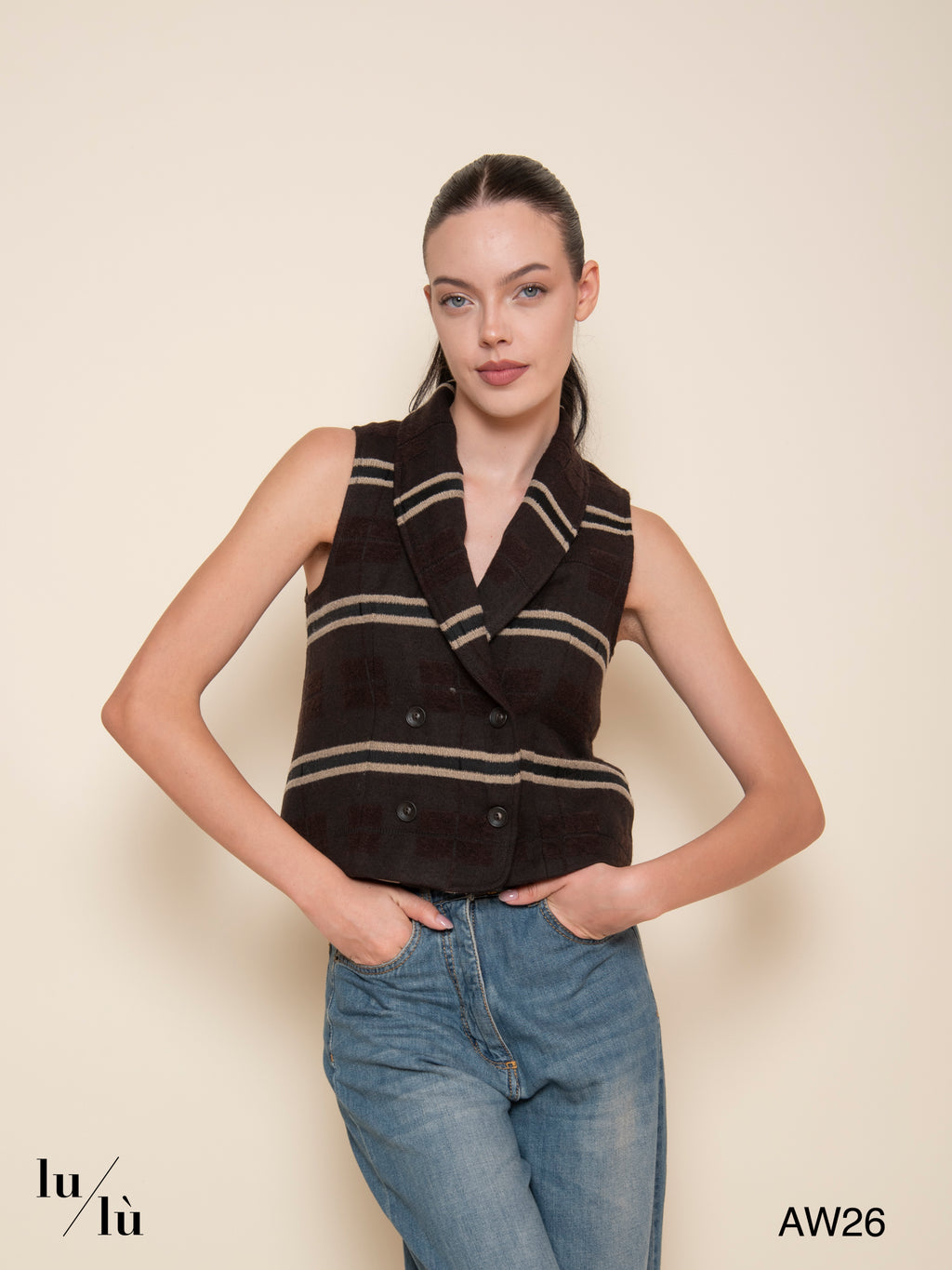 Giono - Gilet sartoriale corto in misto lana