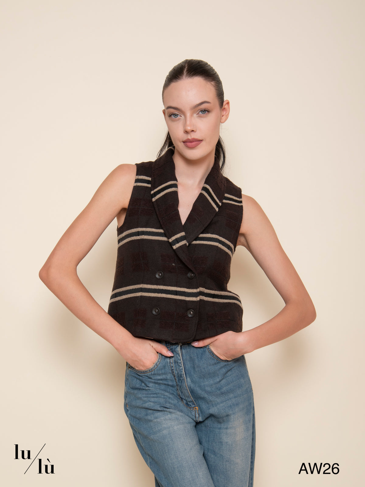 Giono - Gilet sartoriale corto in misto lana