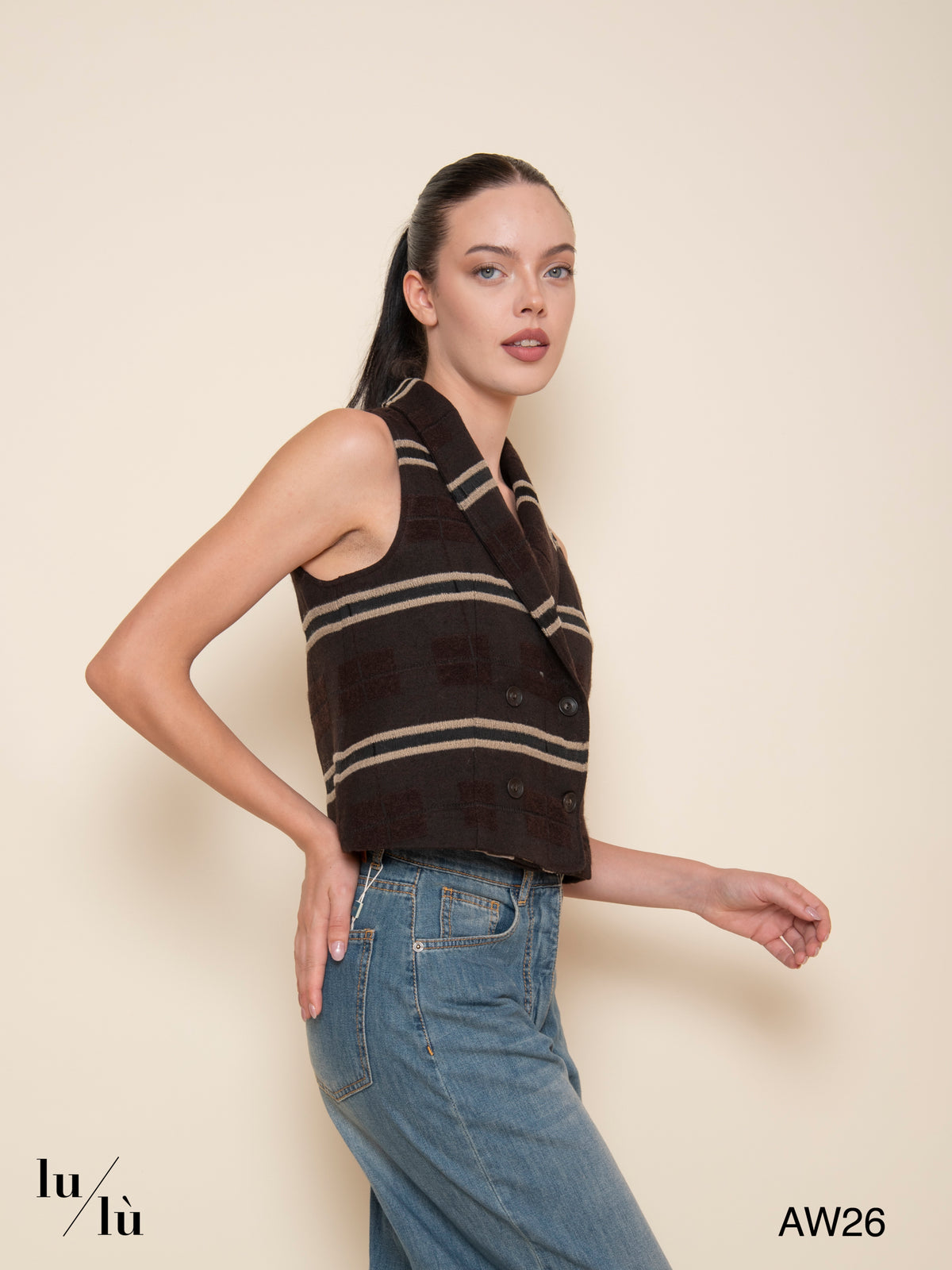 Giono - Gilet sartoriale corto in misto lana