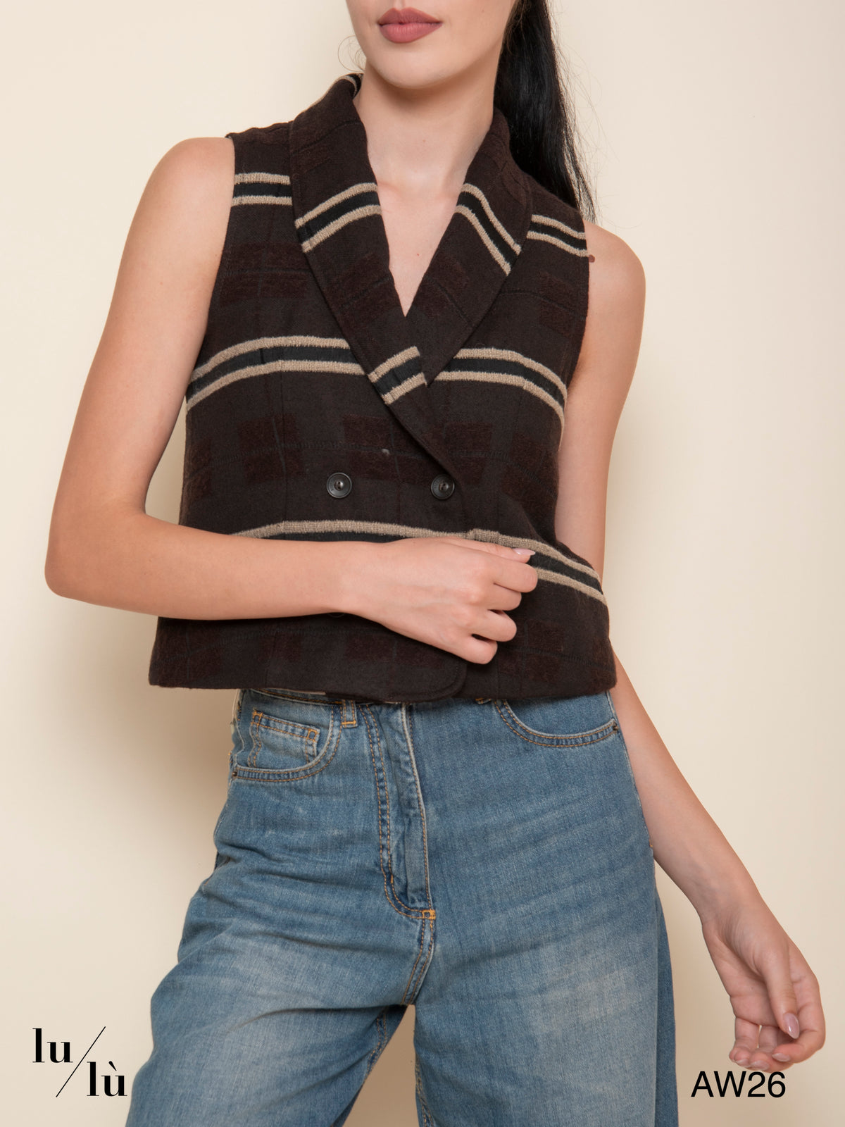 Giono - Gilet sartoriale corto in misto lana