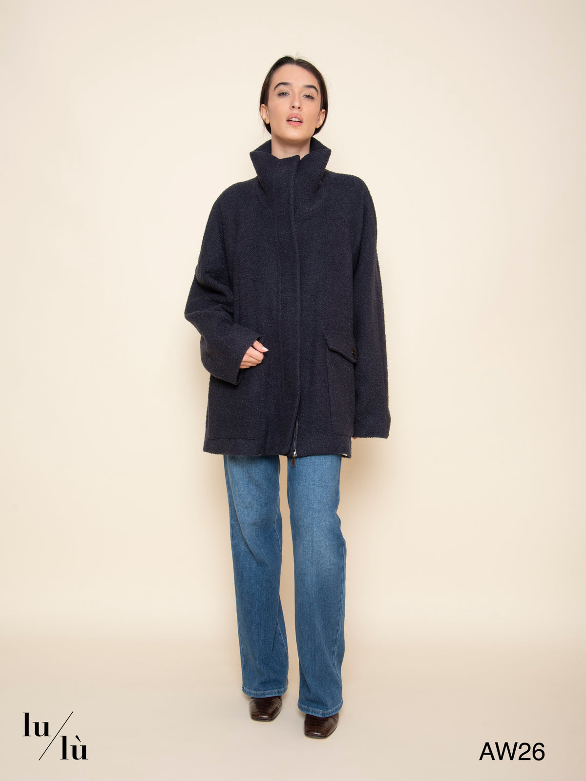 Skyle - Parka in lana bouclé con collo alto