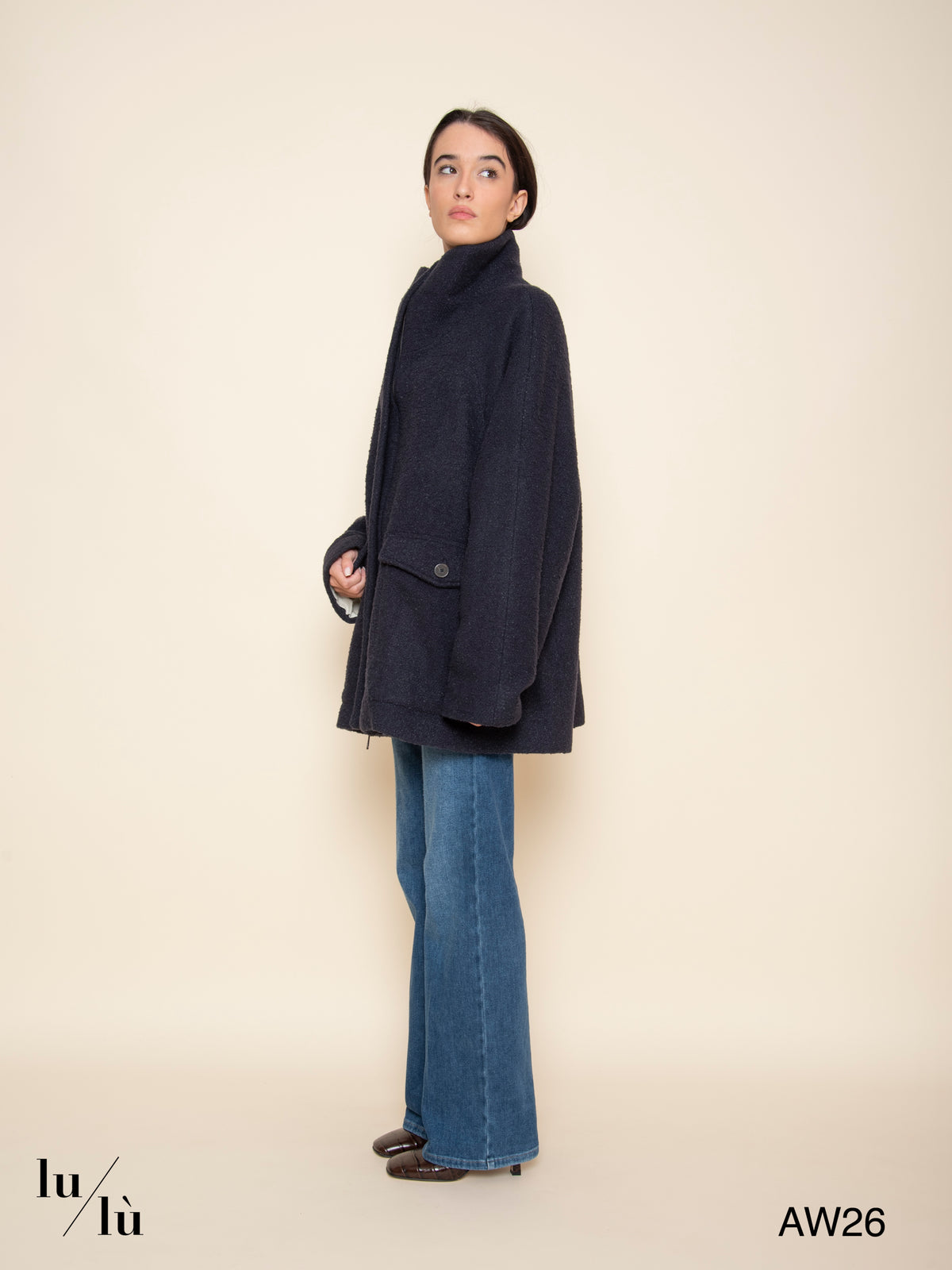 Skyle - Parka in lana bouclé con collo alto