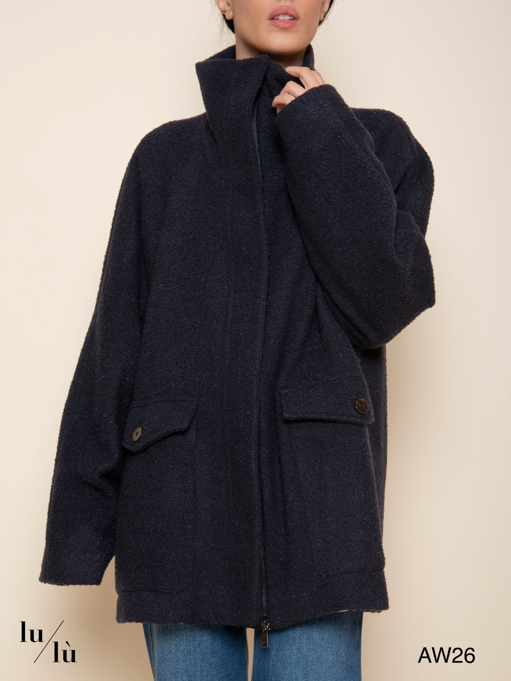 Skyle - Parka in lana bouclé con collo alto