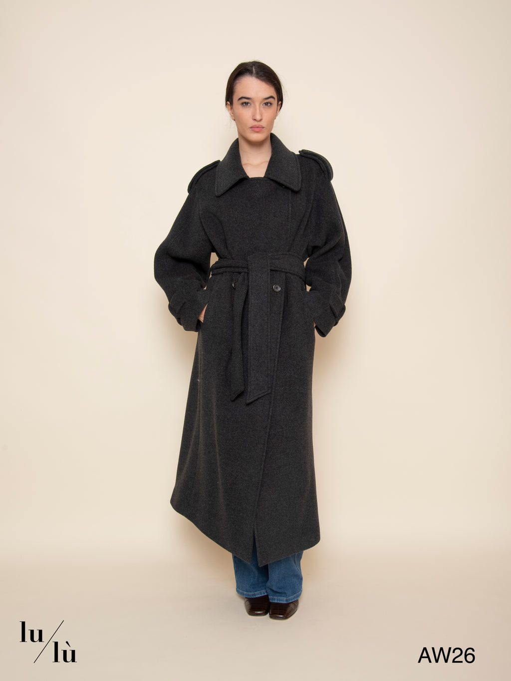 Abigail - Cappotto lungo in misto lana con cintura