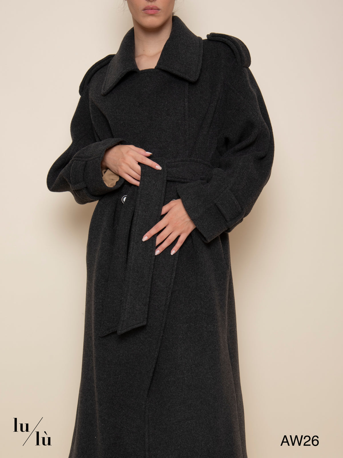 Abigail - Cappotto lungo in misto lana con cintura