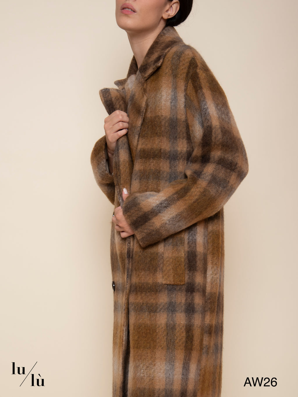 Laufey - Cappotto lungo tartan in misto lana e alpaca