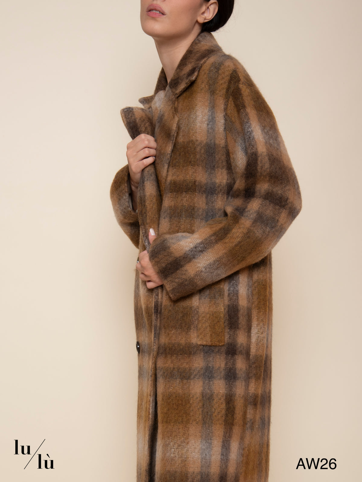 Laufey - Cappotto lungo tartan in misto lana e alpaca