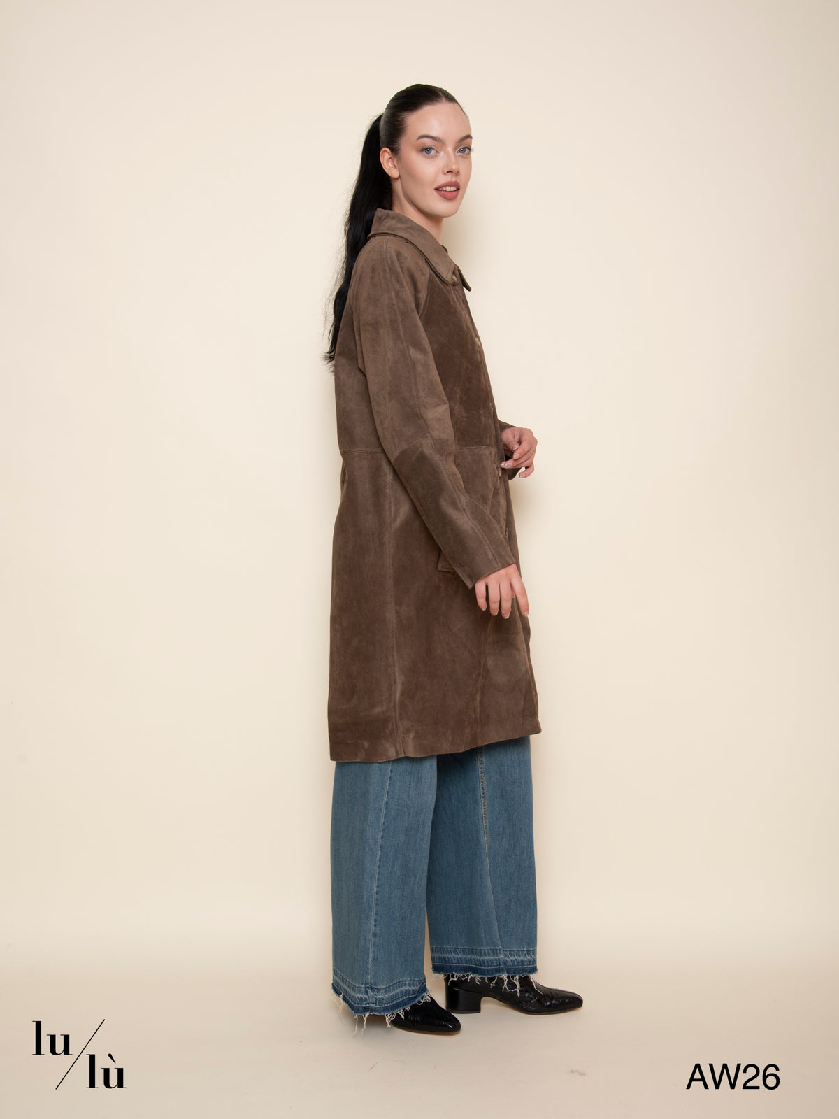 Fedora - Trench in vera pelle scamosciata con interno in lana