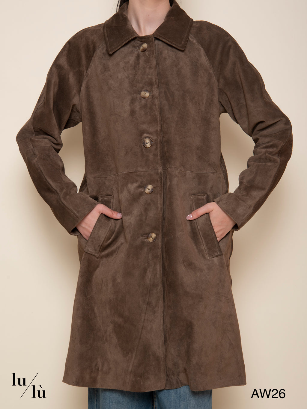 Fedora - Trench in vera pelle scamosciata con interno in lana