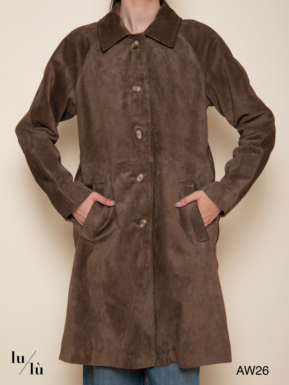 Fedora - Trench in vera pelle scamosciata con interno in lana