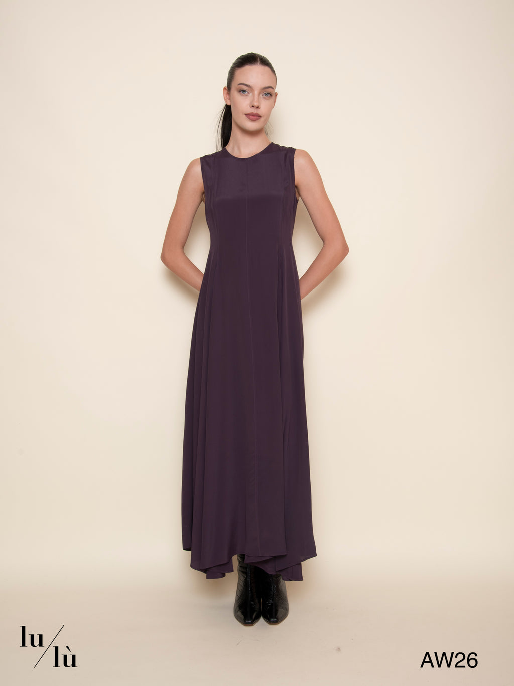 Eldra - Abito longuette smanicato in acetato e seta