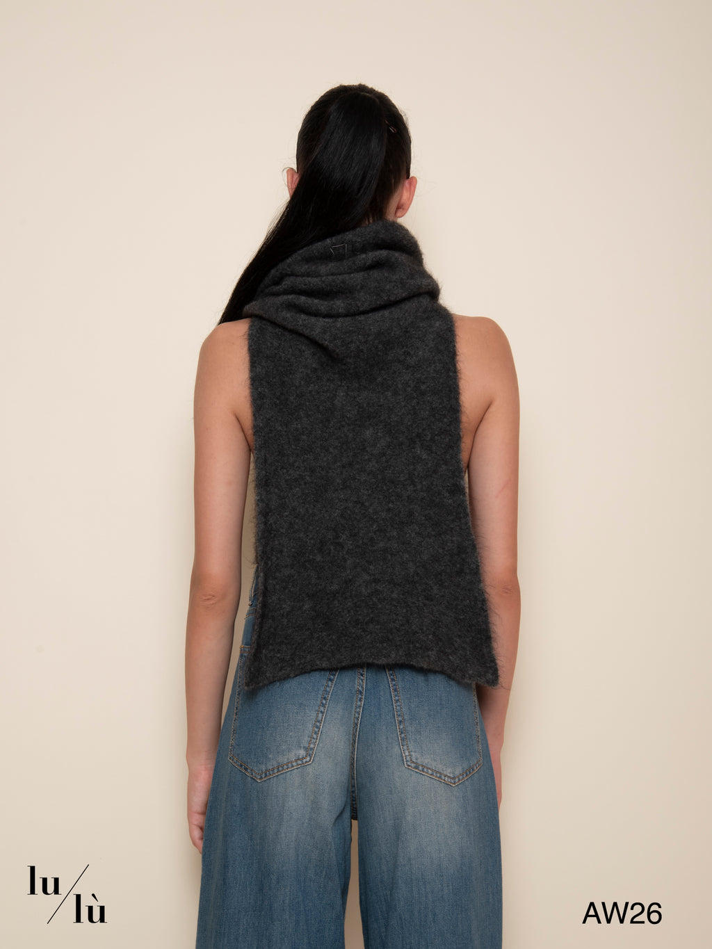 Freya Antracite - Sciarpa in Superkid Mohair e lana merino