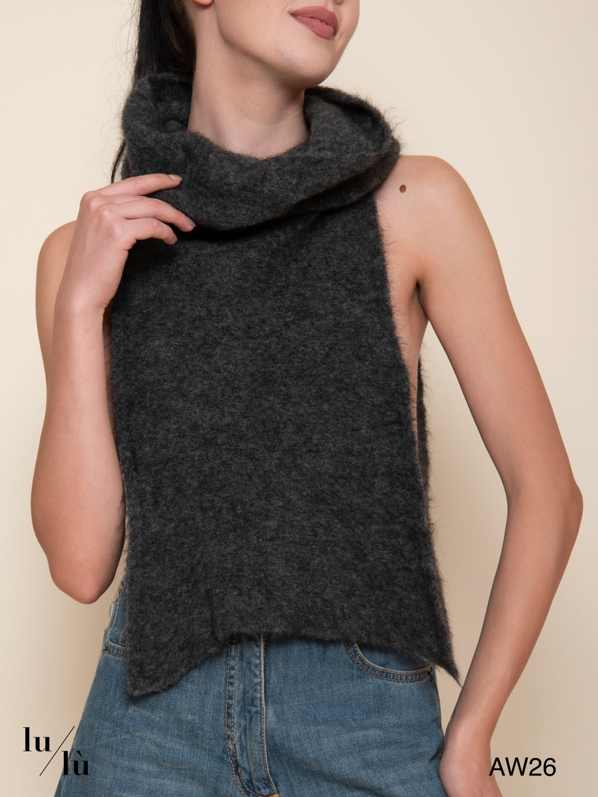 Freya Antracite - Sciarpa in Superkid Mohair e lana merino