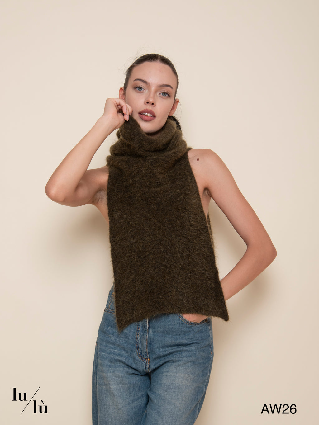 Freya Dark Green - Sciarpa in Superkid Mohair e lana merino