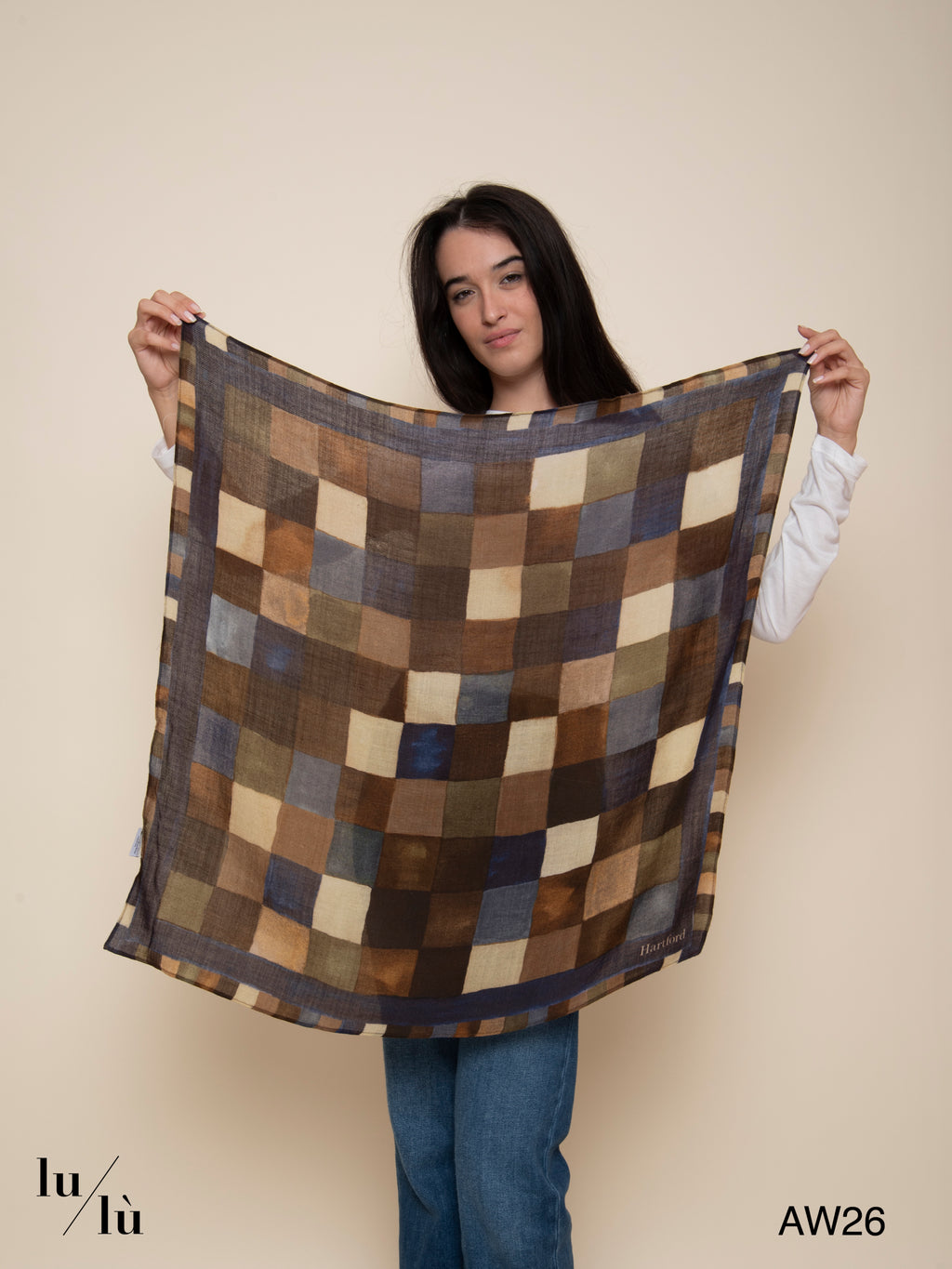 Amy Grey - Foulard bandana quadrato in lana