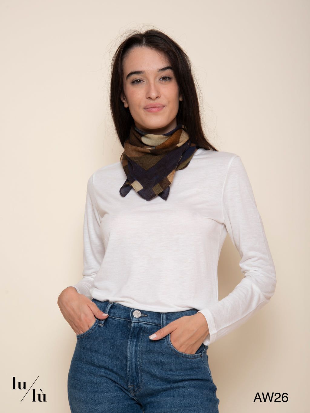Amy Grey - Foulard bandana quadrato in lana
