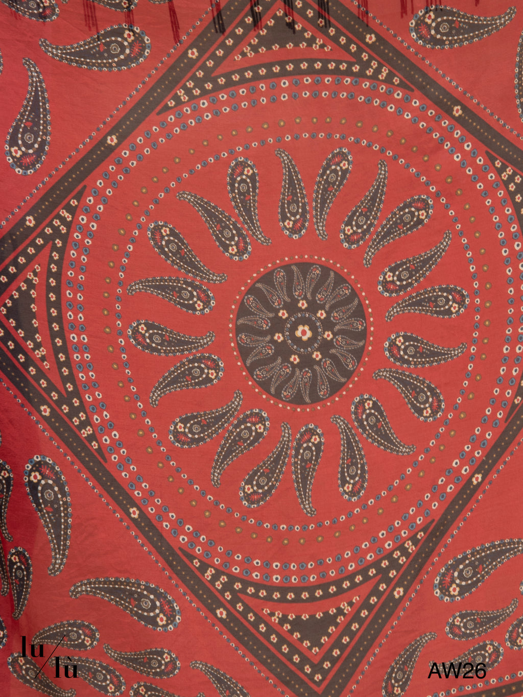 Fareo Red - Foulard in 100% seta con stampa paisley