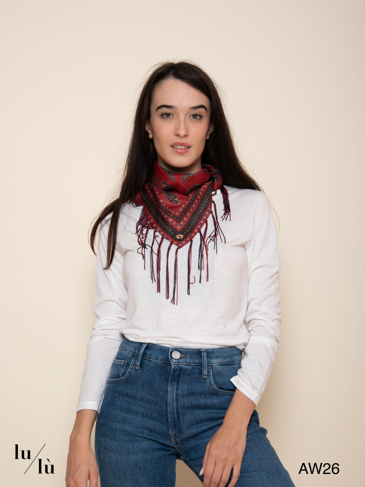 Fareo Red - Foulard in 100% seta con stampa paisley