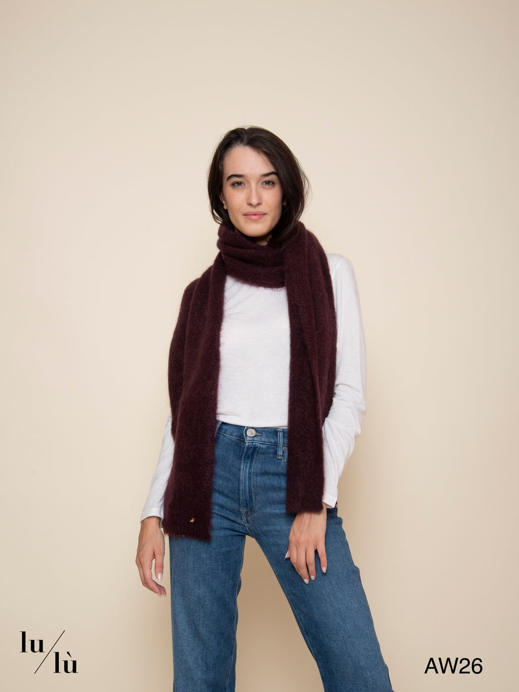 Alouette Prune - Sciarpa in mohair e lana