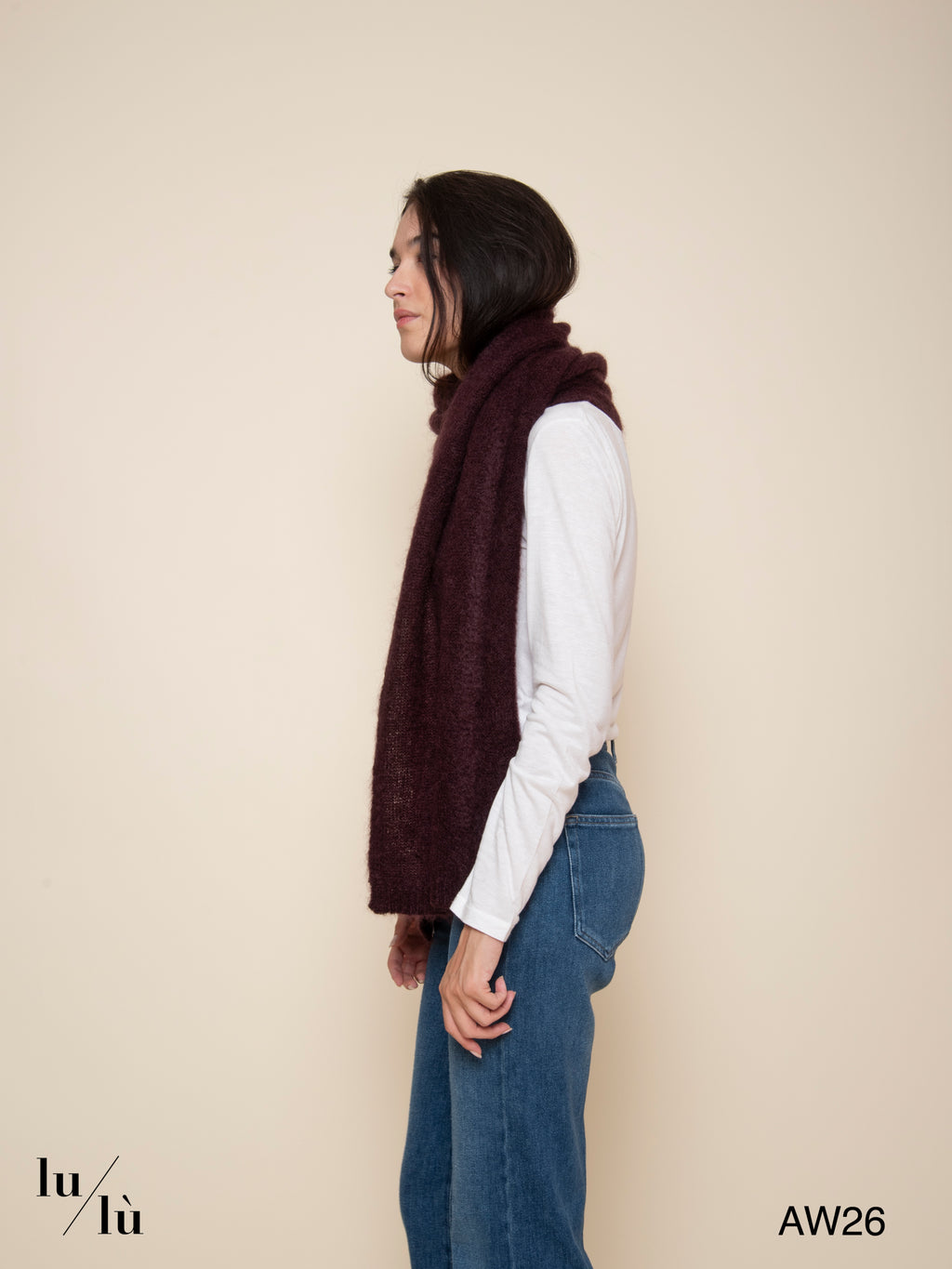 Alouette Prune - Sciarpa in mohair e lana