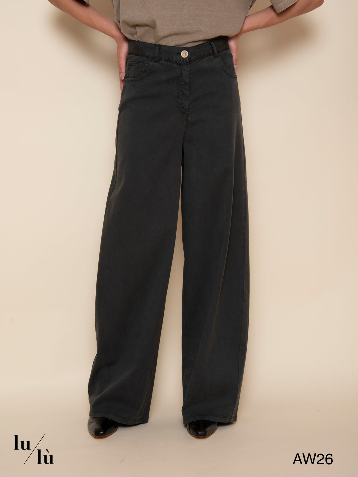 Bonnie - Pantalone ampio color fumo