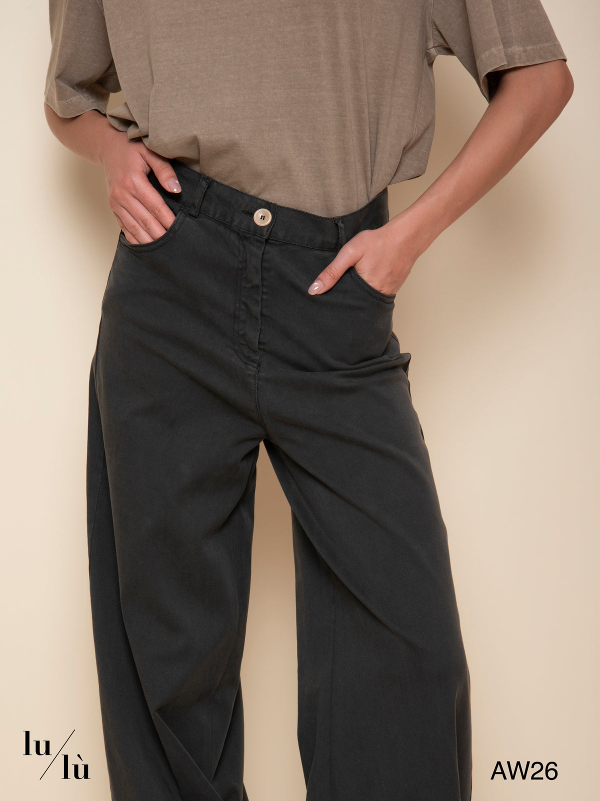 Bonnie - Pantalone ampio color fumo